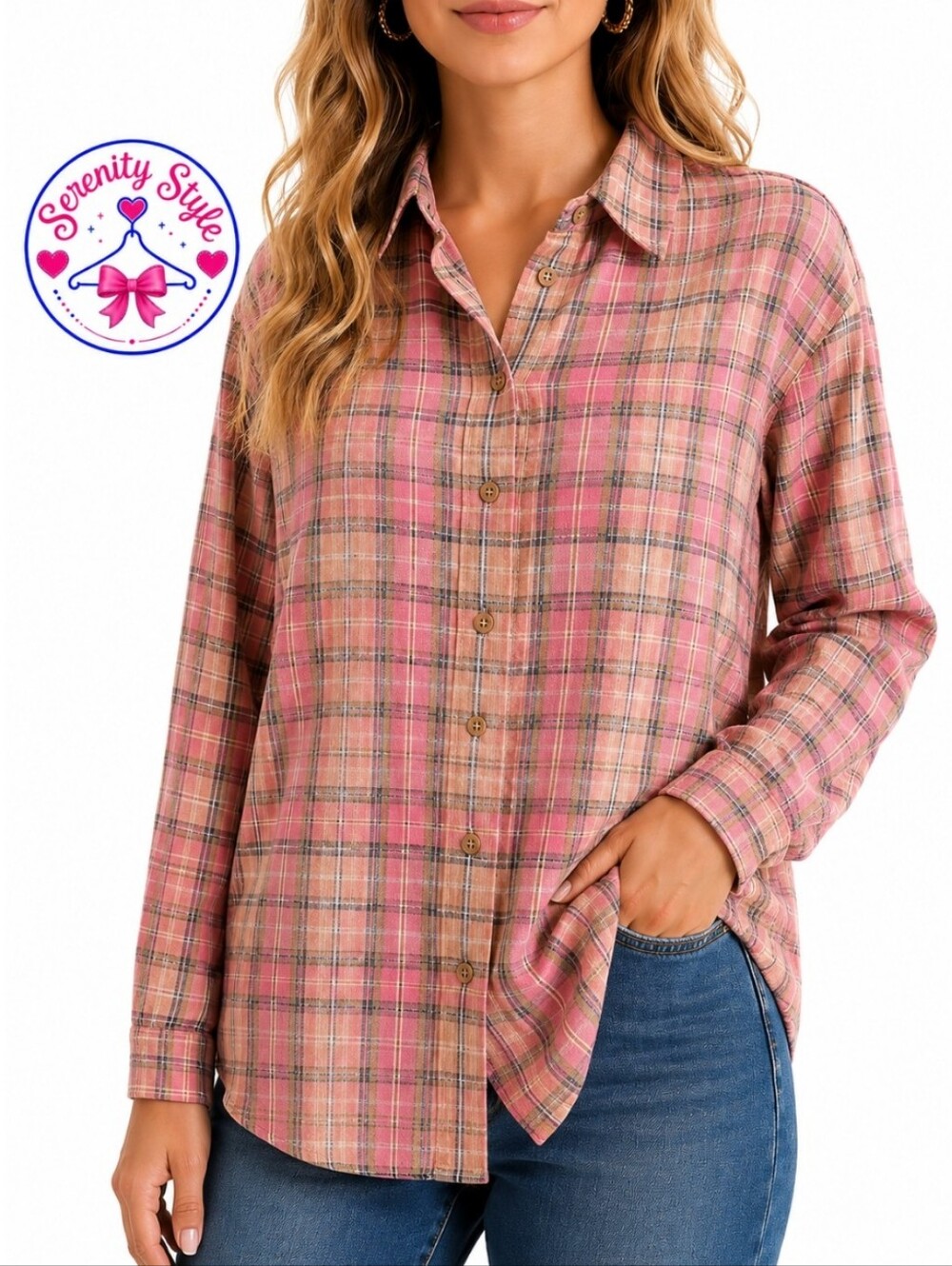 Eddie Bauer Large Packable Crinkle Button Up Golden Plaid Color